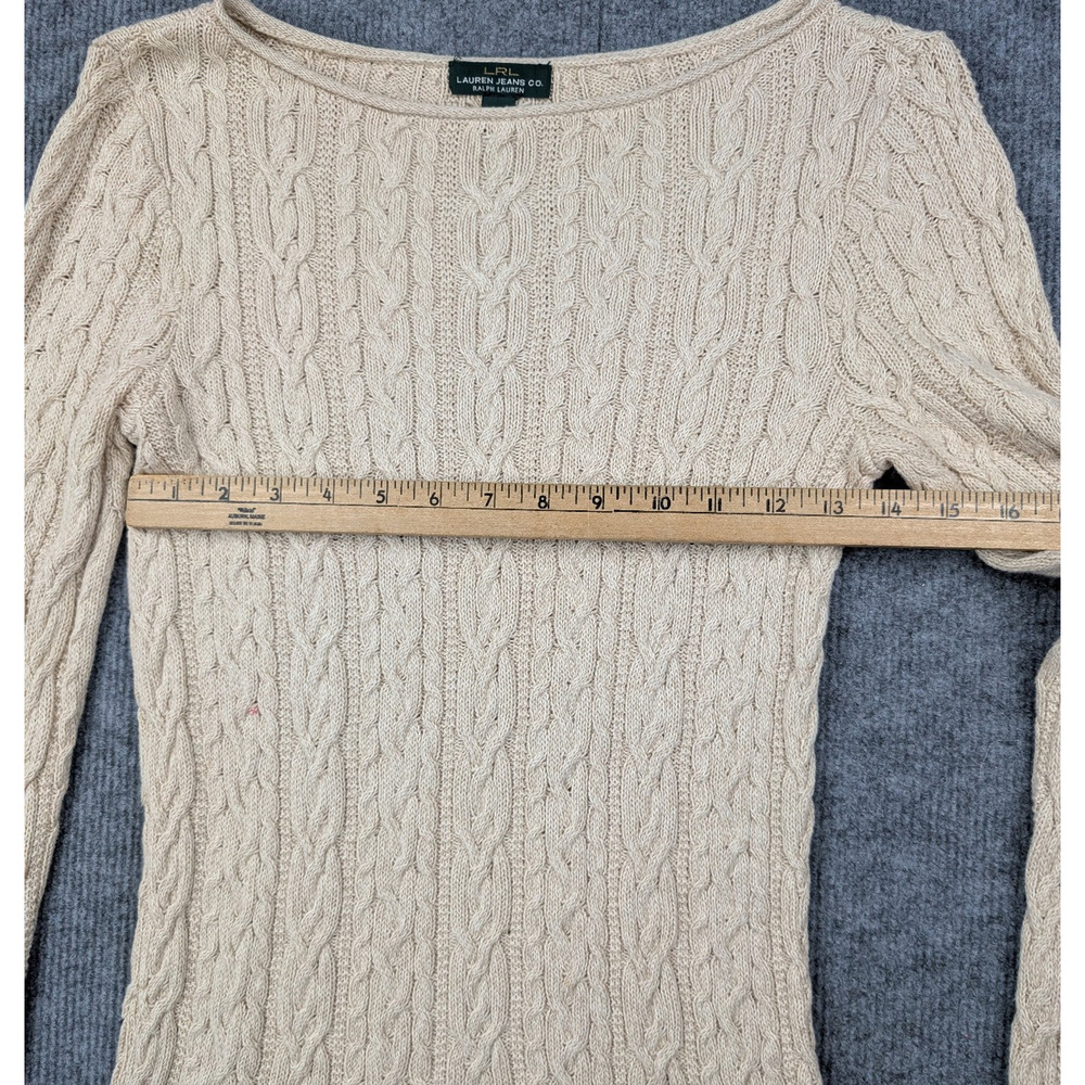 Ralph Lauren Cable Knit Sweater Womens Small Boat Neck Old Money Quiet Luxury - Picture 3 of 9